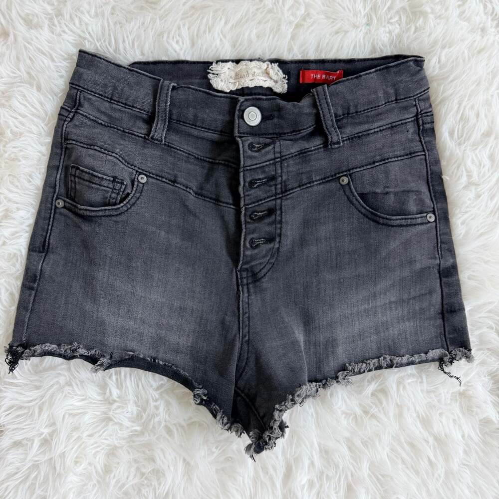 Altar'd State The Bart High Rise Black Denim Cut-Off Shorts